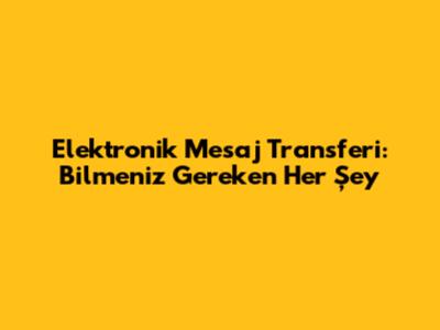 Elektronik Mesaj Transferi: Bilmeniz Gereken Her Şey