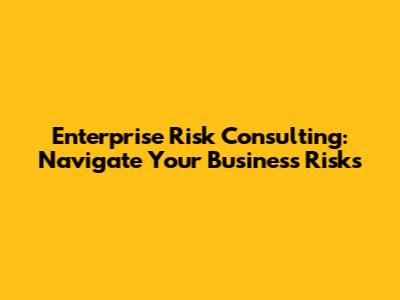 Enterprise Risk Consulting: Navigate Your Business Risks