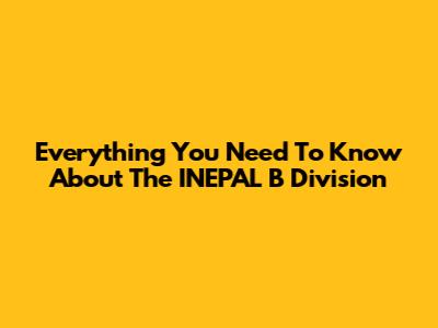 Everything You Need To Know About The INEPAL B Division