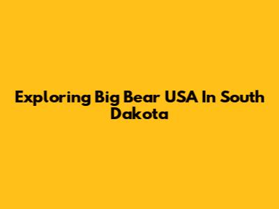 Exploring Big Bear USA In South Dakota