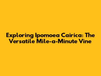 Exploring Ipomoea Cairica: The Versatile Mile-a-Minute Vine