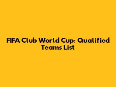 FIFA Club World Cup: Qualified Teams List