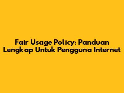 Fair Usage Policy: Panduan Lengkap Untuk Pengguna Internet