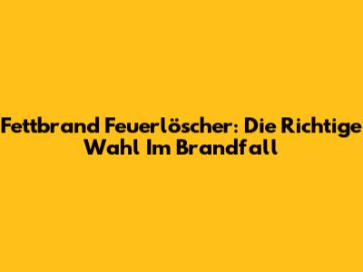 Fettbrand Feuerlöscher: Die Richtige Wahl Im Brandfall