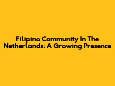 Filipino Community In The Netherlands: A Growing Presence