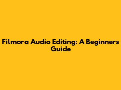 Filmora Audio Editing: A Beginner's Guide
