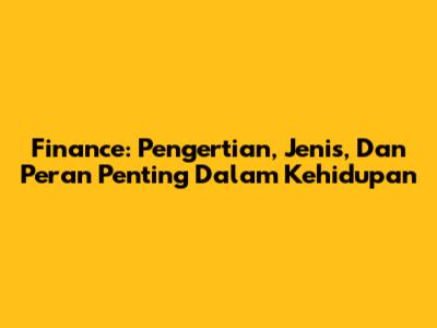 Finance: Pengertian, Jenis, Dan Peran Penting Dalam Kehidupan