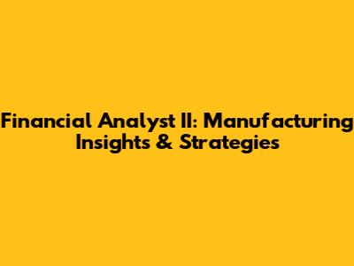 Financial Analyst II: Manufacturing Insights & Strategies