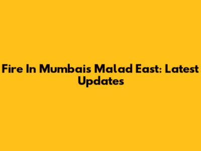 Fire In Mumbai's Malad East: Latest Updates