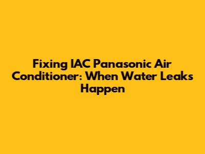 Fixing IAC Panasonic Air Conditioner: When Water Leaks Happen