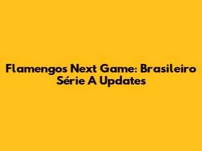 Flamengo's Next Game: Brasileiro Série A Updates