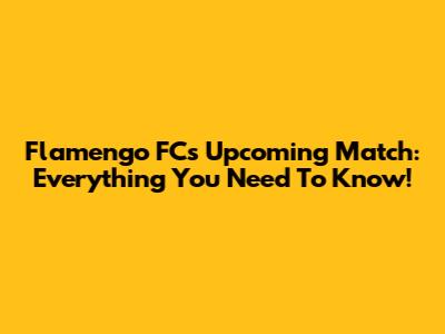 Flamengo FC's Upcoming Match: Everything You Need To Know!