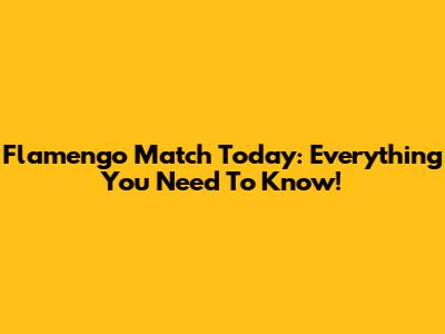 Flamengo Match Today: Everything You Need To Know!