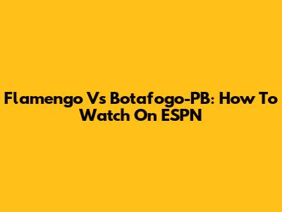 Flamengo Vs Botafogo-PB: How To Watch On ESPN