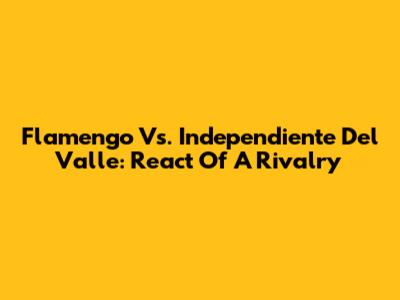 Flamengo Vs. Independiente Del Valle: React Of A Rivalry