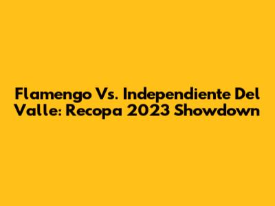 Flamengo Vs. Independiente Del Valle: Recopa 2023 Showdown
