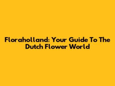 Floraholland: Your Guide To The Dutch Flower World