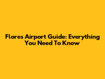 Flores Airport Guide: Everything You Need To Know