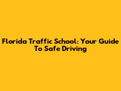 Florida Traffic School: Your Guide To Safe Driving