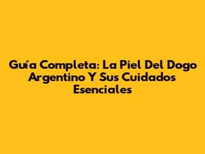Guía Completa: La Piel Del Dogo Argentino Y Sus Cuidados Esenciales