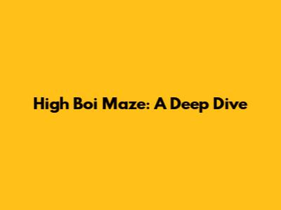 High Boi Maze: A Deep Dive