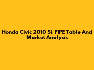 Honda Civic 2010 Si: FIPE Table And Market Analysis