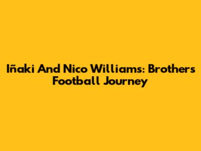Iñaki And Nico Williams: Brothers' Football Journey