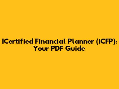 ICertified Financial Planner (iCFP): Your PDF Guide