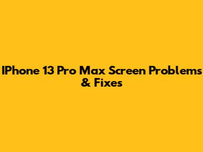 IPhone 13 Pro Max Screen Problems & Fixes