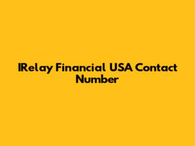 IRelay Financial USA Contact Number