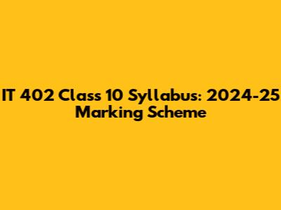 IT 402 Class 10 Syllabus: 2024-25 Marking Scheme