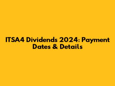 ITSA4 Dividends 2024: Payment Dates & Details