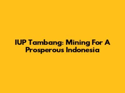 IUP Tambang: Mining For A Prosperous Indonesia