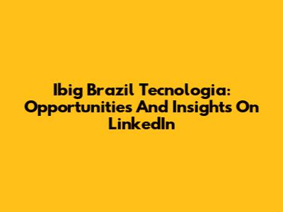 Ibig Brazil Tecnologia: Opportunities And Insights On LinkedIn