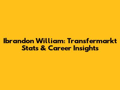 Ibrandon William: Transfermarkt Stats & Career Insights