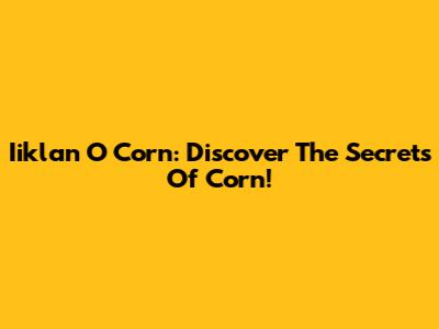 Iiklan O Corn: Discover The Secrets Of Corn!