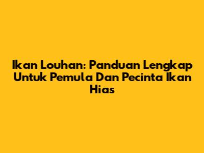 Ikan Louhan: Panduan Lengkap Untuk Pemula Dan Pecinta Ikan Hias