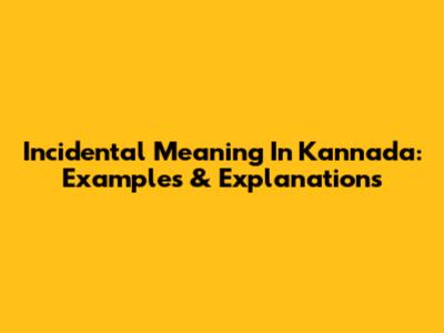 Incidental Meaning In Kannada: Examples & Explanations