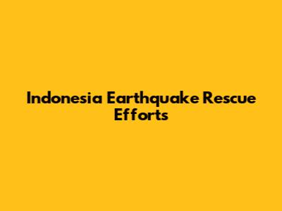 Indonesia Earthquake Rescue Efforts