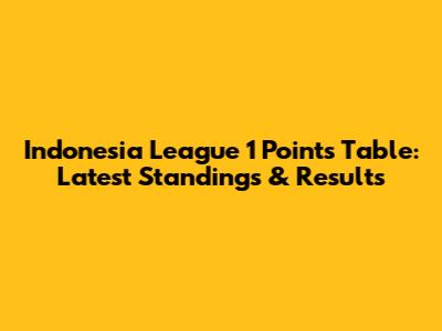 Indonesia League 1 Points Table: Latest Standings & Results