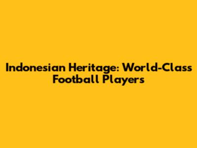 Indonesian Heritage: World-Class Football Players
