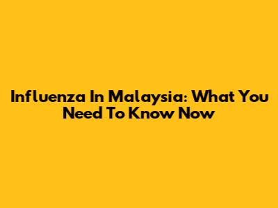 Influenza In Malaysia: What You Need To Know Now