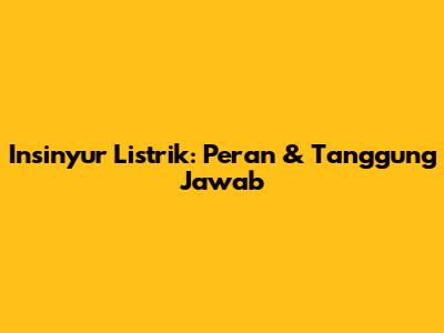 Insinyur Listrik: Peran & Tanggung Jawab