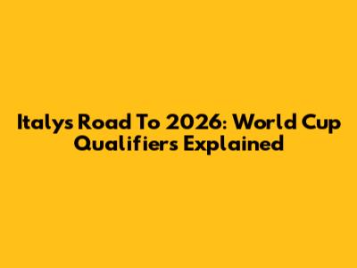 Italy's Road To 2026: World Cup Qualifiers Explained