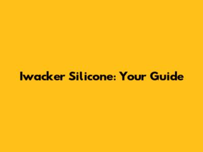 Iwacker Silicone: Your Guide