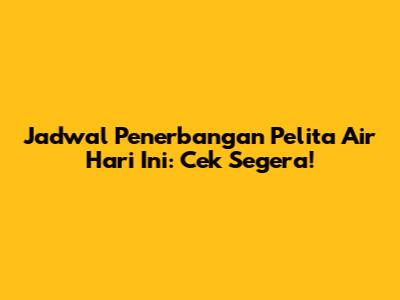 Jadwal Penerbangan Pelita Air Hari Ini: Cek Segera!