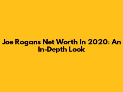 Joe Rogan's Net Worth In 2020: An In-Depth Look