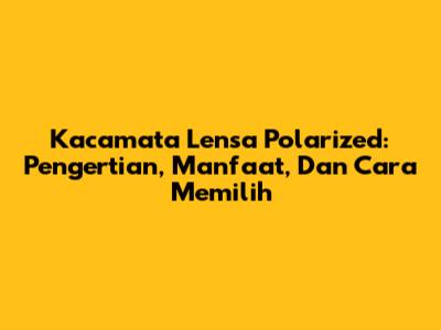 Kacamata Lensa Polarized: Pengertian, Manfaat, Dan Cara Memilih