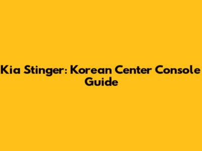 Kia Stinger: Korean Center Console Guide