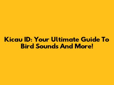 Kicau ID: Your Ultimate Guide To Bird Sounds And More!